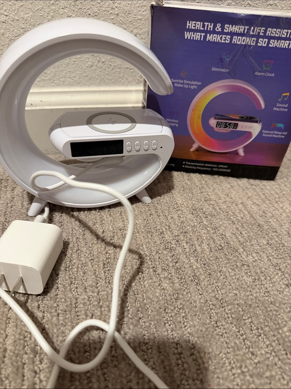White Sunrise Simulation Alarm Clock with Wireless Charging